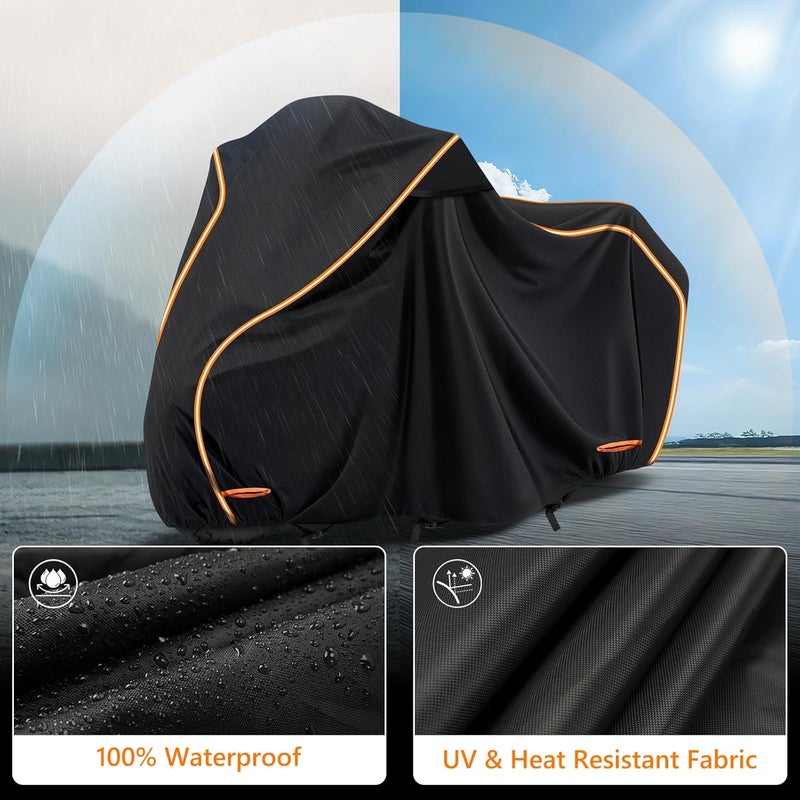 BIGACOVER 420D Waterproof Motorcycle Cover for Harley Davidson Cruiser, Softail Standard, Iron 883, Heritage Classic 114, Fat Boy, Sport Glide, Shadow Cruiser,Windproof Heavy Duty Outdoor Bike Cover - Image 3